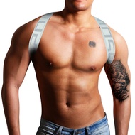0850 Elastic Band Harness Men Gay Sexy Shoulder Straps Chest Muscle Halter Fitness Belt Club Party Costume Men Bodysuite Gay Clubwear BS8105