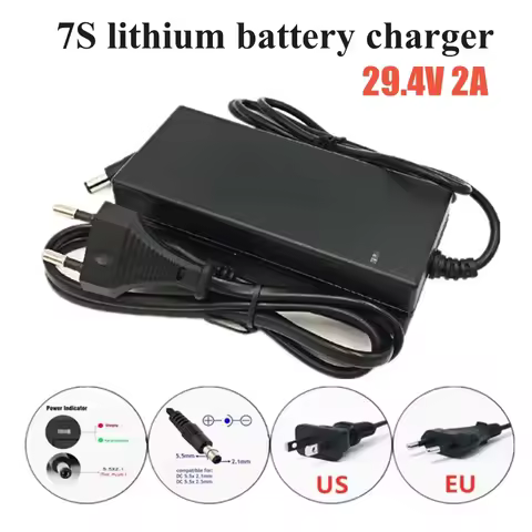 1PC 100V-240V 29.4V 2A 18650 lithium battery charger 24 V Volt power adapter DC 5.5*2.1MM power supp