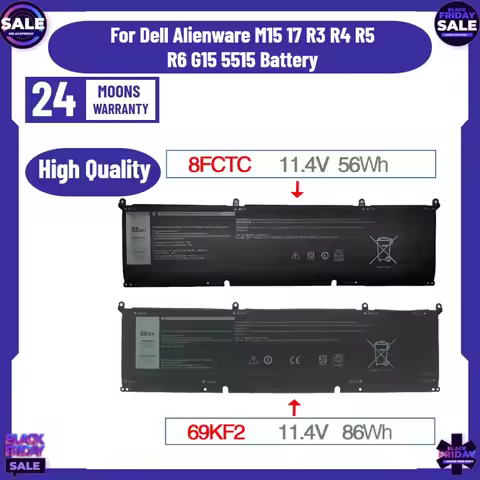 69KF2 8FCTC Laptop Battery for Dell Alienware M15 17 R3 R4 R5 R6 G15 5515 Battery