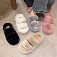 7cm Thick-Soled Furry Slippers Large Size Slippers High-Heeled Slippers High-Heeled Plush Slippers H