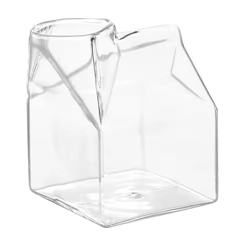1Pc Half Pint Milk Carton Style Creative Mini Creamer Jug Glass Milk Mug Udder Cup Milk Cup Wholesal