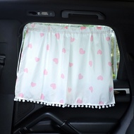 【Ready Stock】 INS Style Auto Abat Vent Fabric Sun Protection Thermal Insulation Car Retractable Suct