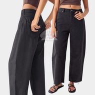 [ STYLEUPSTORE ] BERSHKA Barrel Low Waist Denim Jeans - Women's High Casual Denim Jeans Low Waist Je