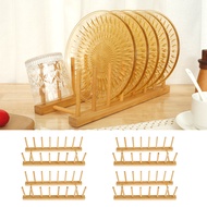 Bamboo Dish Dying Rack Stable Plate Storage Rack Convenient Drain Tray Drain Rack Versatile Storage 