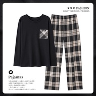 ชุดนอนผู้ชาย Pure Cotton แขนยาว ฤดูใบไม้ร่วง ฤดูหนาว ชุดนอนผ้าฝ้ายแท้ ไซส์ใหญ่ ชุดอยู่บ้าน ชุดนอนผู้