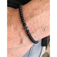 men bracelet bangle POHIER Original Cross Frosted Agate Natural Stone