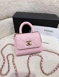 CHANEL Coco handle supermini櫻花粉💕 荔枝牛皮 | 13x9x4cm 99新Fullset有單 💰23900