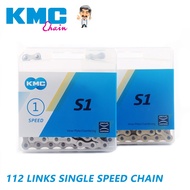 KMC Chain S1 Single Speed Chains Urban Leisure Bike Folding Bcycle chain 112 Links Boxed GOLDEN/SILV