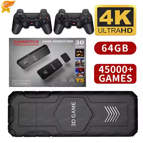 Y5 Retro Tv Game Stick 2.4G Wireless Controller 4K HD Video Game Console Support Multiplayer PS1 Fam