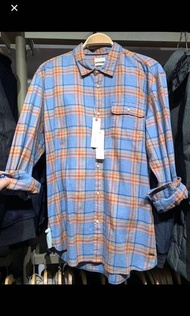 ESPRIT 淺色藍橘格紋長袖襯衫 男款 S-XL