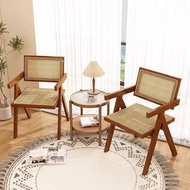 New B & B Rattan Chair Outdoor Rattan Chair Thick Rattan Armrest Dining Table Chair Balcony Leisure 