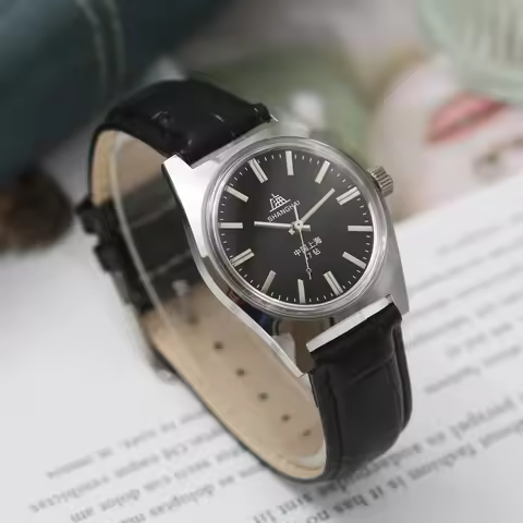 Shanghai 7120 Hand-Wind Mechanical Watch Men 36mm Retro Business Timepiece Classic Simple Look