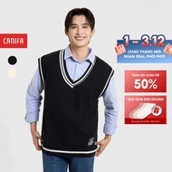 CANIFA men's sleeveless gilet sweater with Korean style color combination 8TE25C003