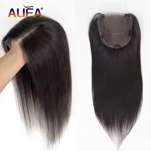 Straight Clips In Human Hair Toppers 4x4 Inch Lace Top Closed Weft Topper For Women Invisible Lace F
