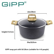 Gipp Non-Stick Casserole Stockpot 24/28cm Cooking Pot with Lid PFOA Free Suitable for all stovetops