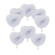Wedding Fan Blank Heart-Shaped Paper Fan Folding Fan Travel Fan White Heart-Shaped Paper Fan