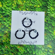 FD012 Black and white pearl initial alphabet letter ring AZ