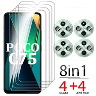 8in1 Tempered Glass For Xiaomi Poco C75 2024 Screen Protector POCO C75 Poco c75 C 75 C75 Camera Film