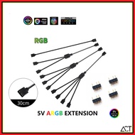 5V ARGB 3 Pin / 12V RGB 4 Pin / Motherboard ARGB Splitter Extension ARGB HUB ( 30CM )