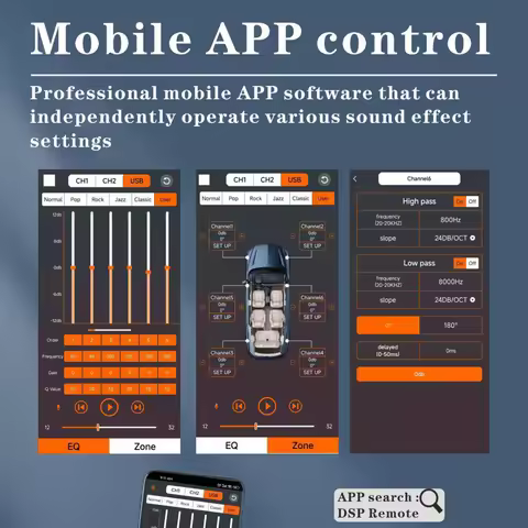 Car DSP Digital Audio Processor Support APP Control DSP Car Power Amplifier 6-Channel Output DSP Car