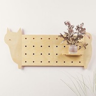 【DIY】木質洞洞板-洞物動物 大貓造型│壁掛置物架