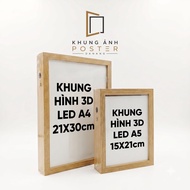 3D LED Photo Frame 3cm Deep, size a5 15x21, a4 21x30cm_Photo Frame Box for Decoration, gift.