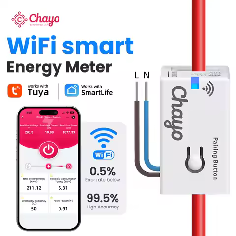 Tuya Smart WiFi Energy Meter – 1-50A Real-Time Power & Energy Monitoring, Home Assistant Compatible