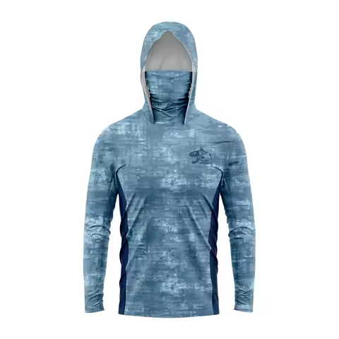 GG New Gear Fishing Shirt Summer Long Sleeve Shirt Quick Dry Breathable Hooded Mask Fishing Clothes 