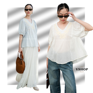 พร้อมส่ง เสื้อแขนตุ๊กตาปักดอกอก งานป้ายvshopbrand