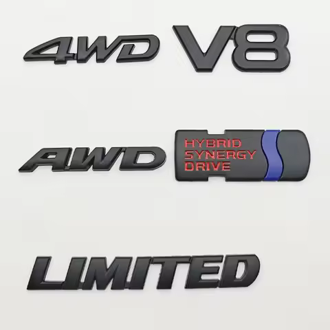 3D Metal Black HYBRID SYNERGY DRIVE V8 LIMITED AWD 4WD Logo Emblem Car Sticker Fender Trunk Badge Fo