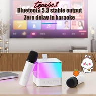 TOPABC1 Karaoke|ABS LED Light Bluetooth Speaker, Mini with 2 Wireless Microphone Intelligent Noise Reduction HD Sound PA System Music Speaker Home