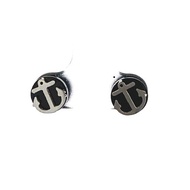 SilverWorks Anchor Faux Tunnel Stainless Steel Stud Earrings BP4895