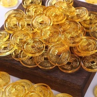 Citrine Copper Coin Crystal Coin Simulation Copper Coin Living Room Ornaments Glass Copper Coin Five