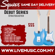 Squier Debut Series Stratocaster Electric Guitar, Laurel FB, California Blue