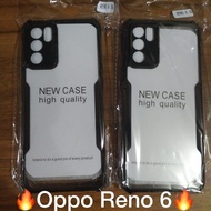 case oppo reno 6 4g 5g hardcase shockproof transparant case hp silikon - hitam reno 6 4g