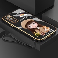 Casing For Vivo V2022 V2023 V2025 V2036 V2120 Cute Cartoon Pretty Girl Square Cover Casing Luxury Pl