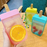 （High-end cups） Cute Straw Cup Popsicle Water Bottle Outdoor Juice Drinking Water Bottle Suitable for Adult Children with Rope
