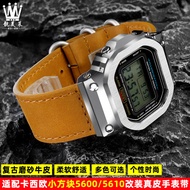 Suitable for Casio Square DW5600/5610 GW-B5600 GM5600 Modified Retro Genuine Leather Watch Strap