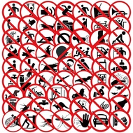 62 Pieces Funny No Sign Stickers Warning Sign Labels Decorative Luggage Notebook Waterproof Sealing 