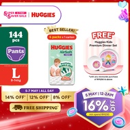 HUGGIES AirSoft Pants Diapers L36 (4 packs) Breathable and soft diapers for baby