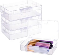 BENECREAT 4 Pack 16 x 9 x 4 cm Large Transparent Plastic Box Container, Transparent Storage Organize