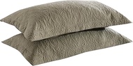 MarCielo 2-Piece Embroidered Pillow Shams, Decorative Microfiber Pillow Shams Set Standard Size Sage