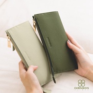 CHENSON真皮 超薄第一代 8卡長夾 外側附獨立零錢袋 (W20413)