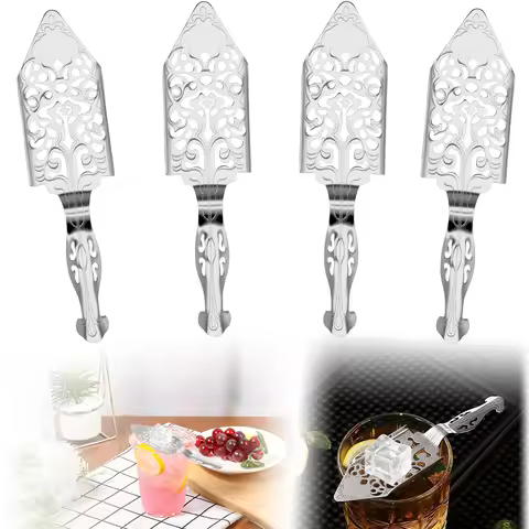 4 Pcs Absinthe Spoon 304 Stainless Steel Wormwood Spoon Hollow Out Absinthe Dripper Wormwood Filter 