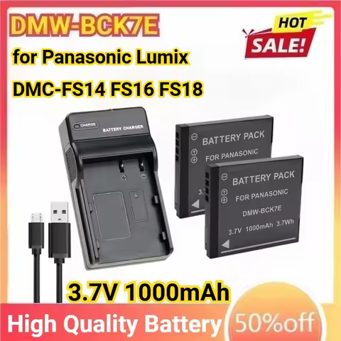 DMW-BCK7E Camera Battery or USB Charger for Panasonic Lumix DMC-FS14 FS16 FS18 FS22 FS28 FS35 FS37 F