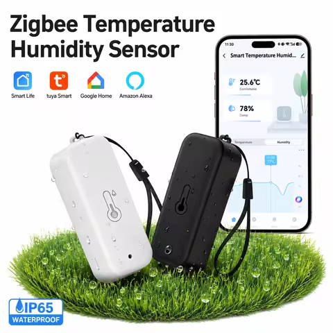 Tuya Zigbee IP65 Temperature Humidity Sensor Thermometer Smart Life Work with Google Assistant ,IP65