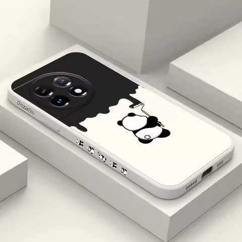 Paint Panda Phone Case For Oneplus 12 12R 11 11R 10 10R 10T 9R 9RT 9 8T 8 7 7T Pro 5G Liquid Silicon
