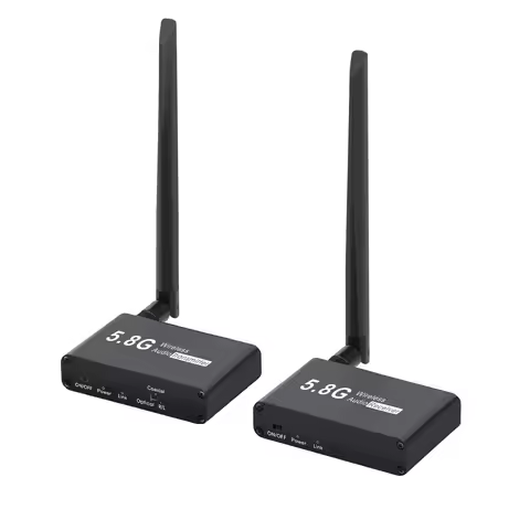 50m Wireless Audio Transmission System 5.8G Optical Fiber Coaxial 3.5MM R/L Audio Transmitter & Rece