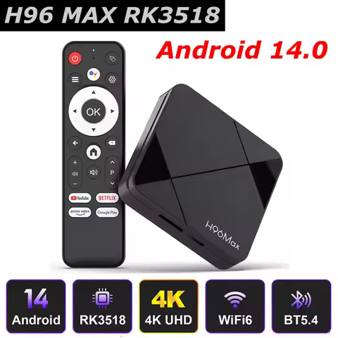 H96 MAX RK3518 Android 14 TV Box Wifi6 Dual WIFI BT5.4 USB3.0 Google Voice Assistant 4K Media Player