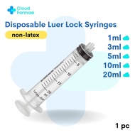 [Cloud Farmasi] Disposable Syringe Luer Lock 1ml/1cc | 3ml/3cc | 5ml/5cc | 10ml/10cc | 20ml/20cc [[1